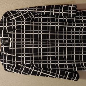 Alfani Women’s Petite Checkered Black White and Gray Dress Coat
